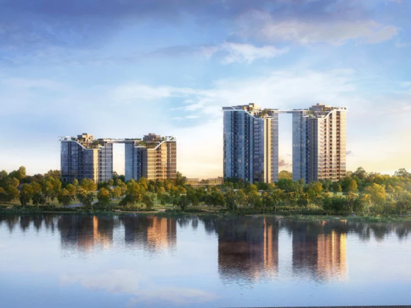 SORA_External_1 — A serene lake surrounded by tall buildings, showcasing the SORA